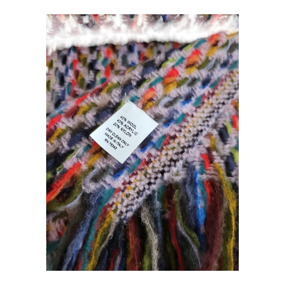 Decorative Throw Multicolor with Fringe; Made in Italy;NWOT; Wool/ Nylon/Acrylic - Picture 3 of 3